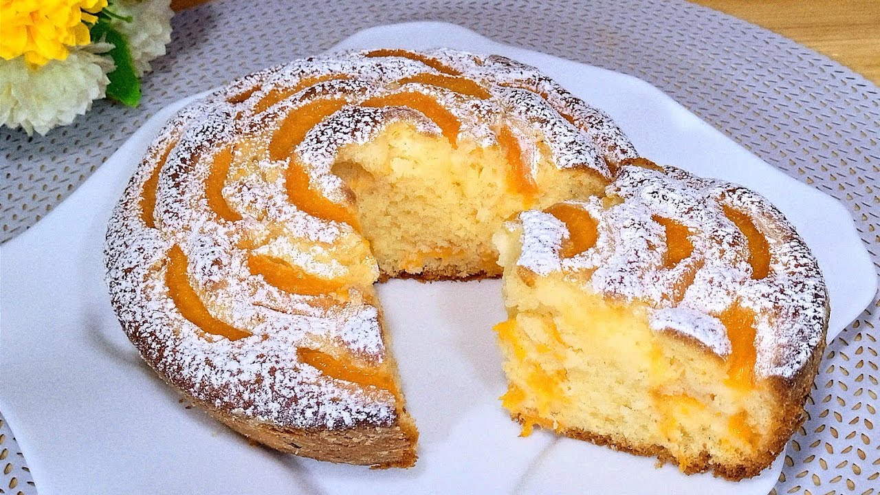 Recette très facile de gâteau moelleux aux abricots/vous le ferez en 2 minutes #fruits #asmr