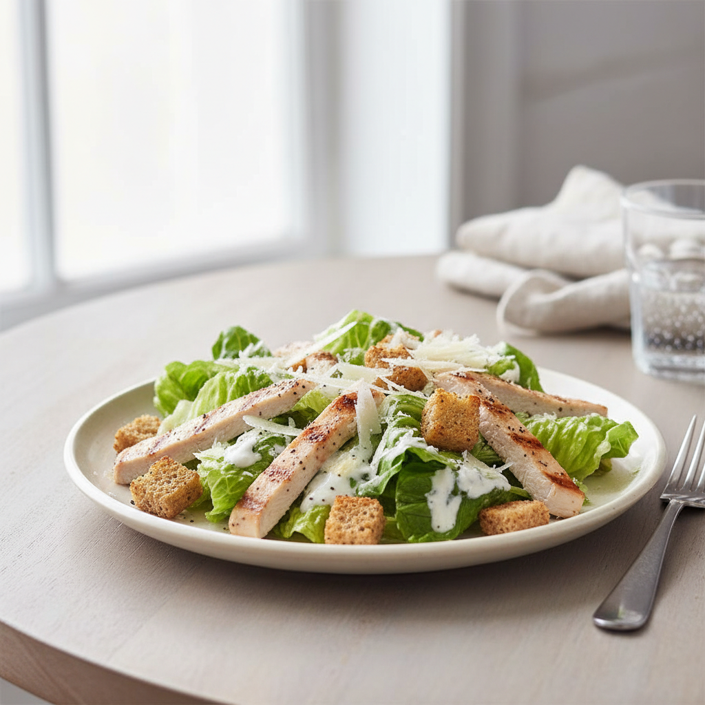 découvrez notre recette de salade césar allégée, savoureuse et légère, avec presque deux fois moins de calories pour un repas équilibré et gourmand.