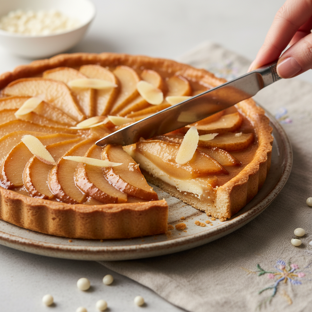 découvrez la recette gourmande de la tarte poires chocolat blanc caramel, un dessert irrésistible qui séduira tous les amateurs de douceur et de saveurs raffinées.