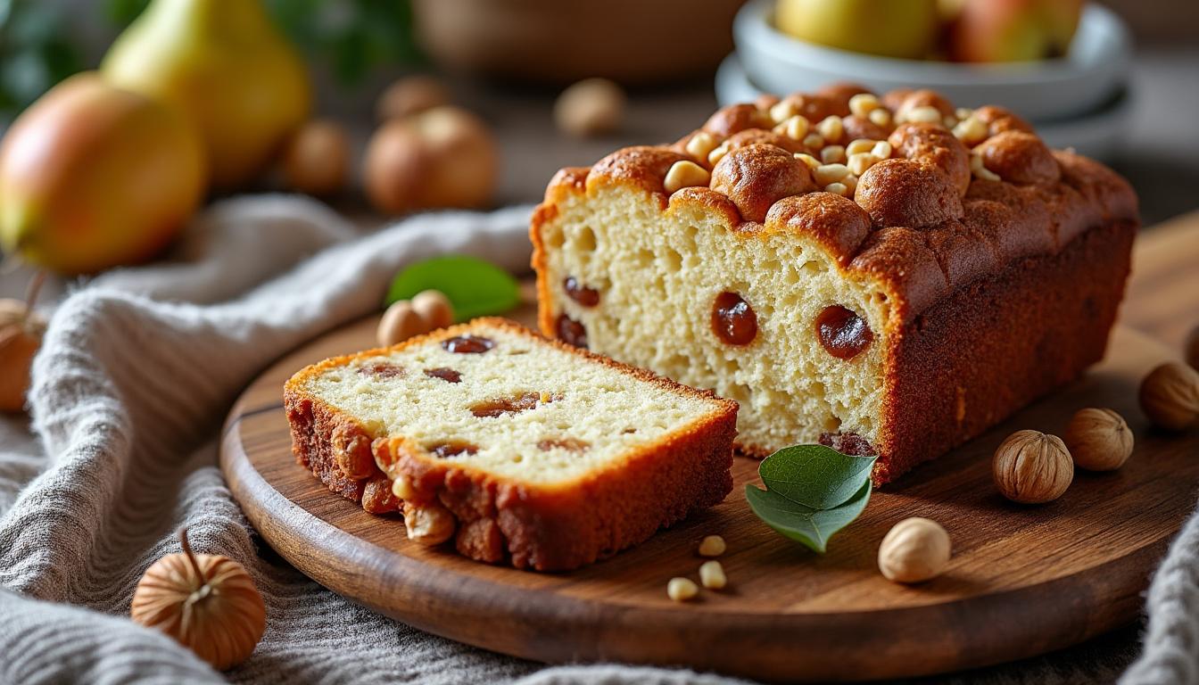 découvrez notre recette moelleuse de cake noisette et poire, l'alliance parfaite pour réchauffer vos goûters d'hiver avec douceur et gourmandise.
