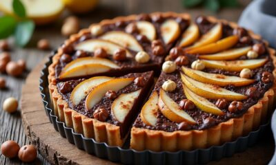 découvrez notre recette facile de tarte poire, chocolat et noisettes, le dessert parfait pour régaler vos convives en 2025 avec des saveurs gourmandes et raffinées.