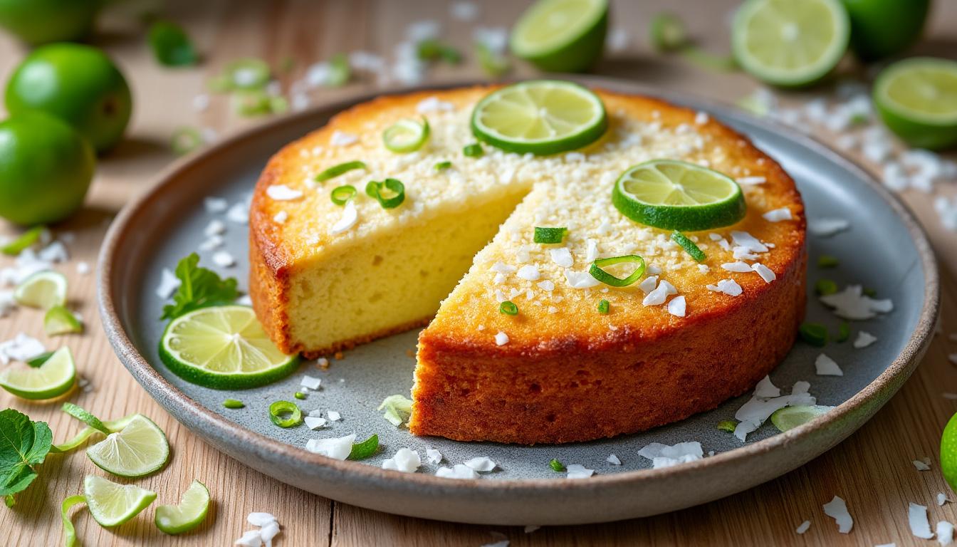 découvrez notre recette simple et délicieuse pour réaliser un cake moelleux au citron vert et à la noix de coco, parfait pour un dessert parfumé et exotique.