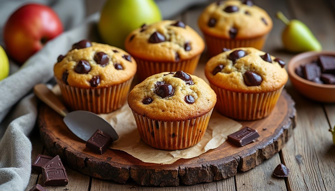 découvrez notre recette gourmande de muffin poire chocolat, idéale pour un goûter savoureux et facile à préparer. parfait pour régaler petits et grands !