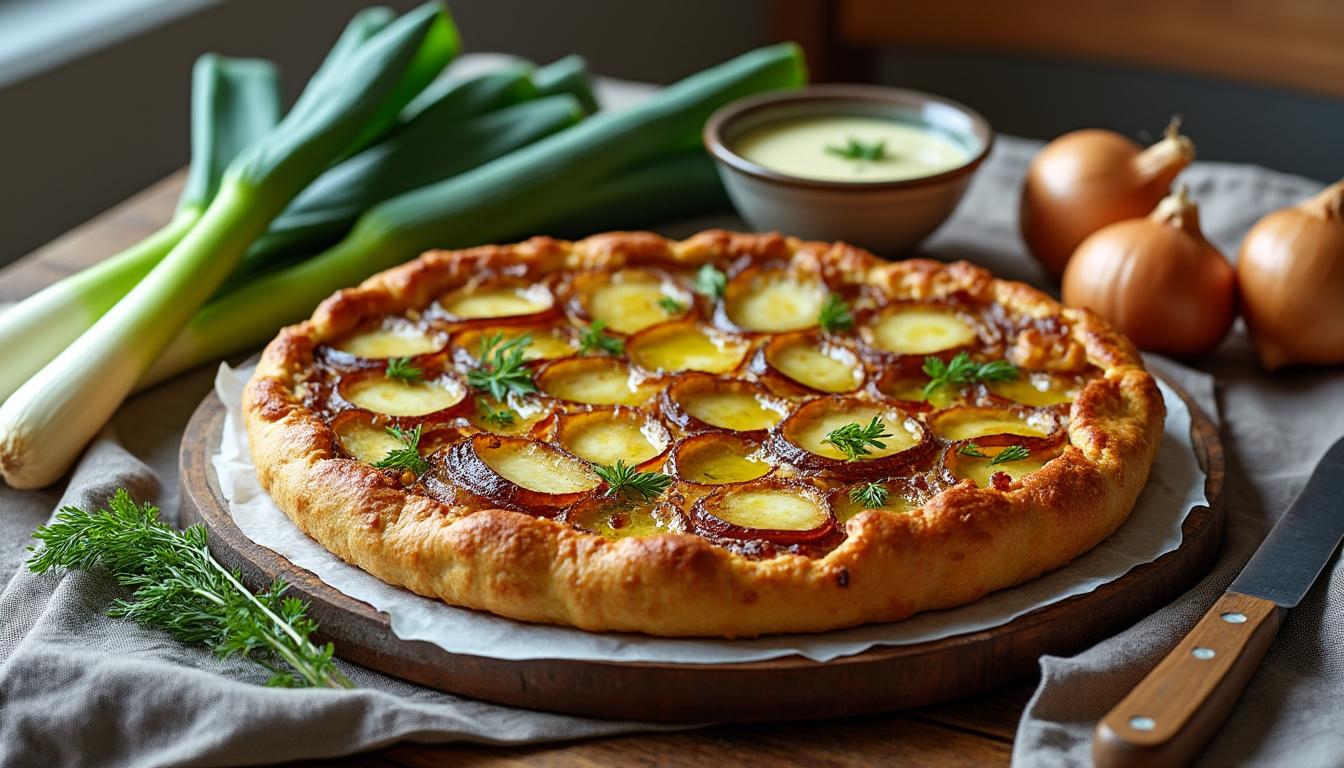 découvrez la recette facile de la tarte poireaux oignons, un délicieux plat savoureux et réconfortant à déguster en toute saison.